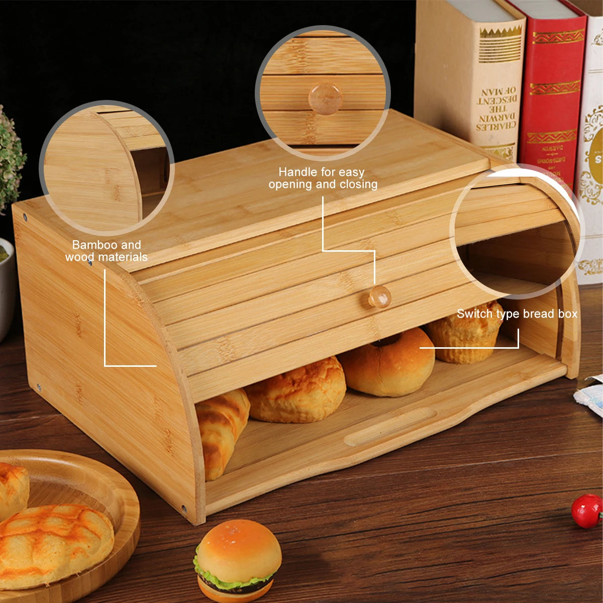 Premium Bamboo Bread Box