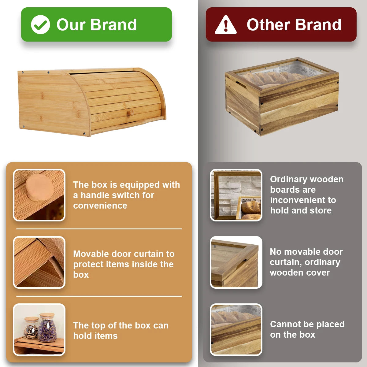 Premium Bamboo Bread Box