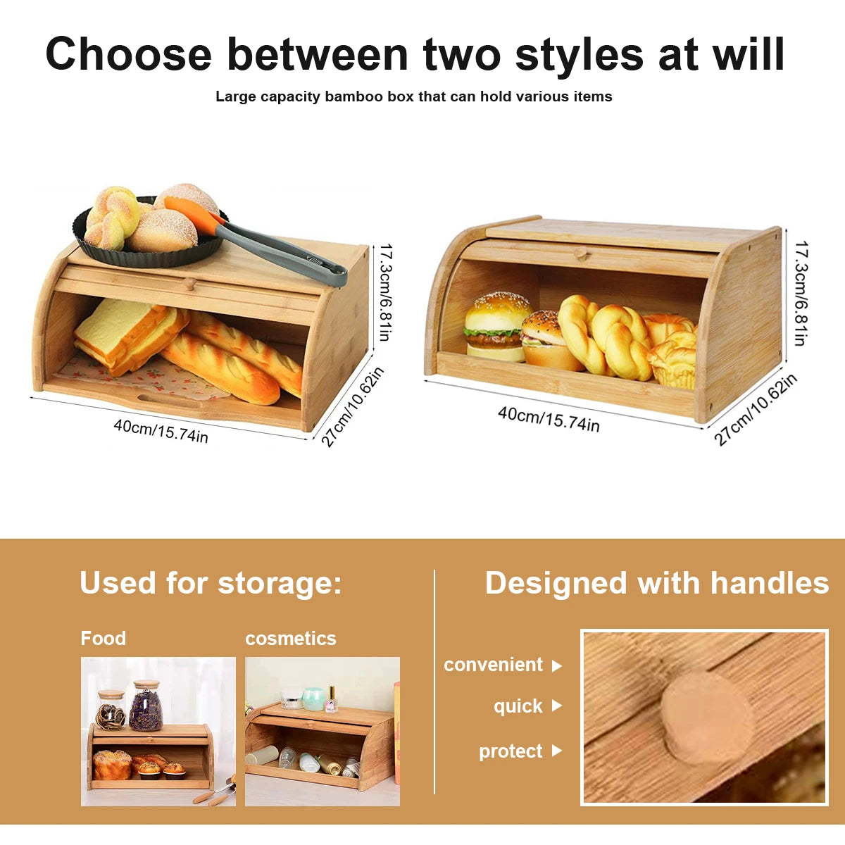 Premium Bamboo Bread Box